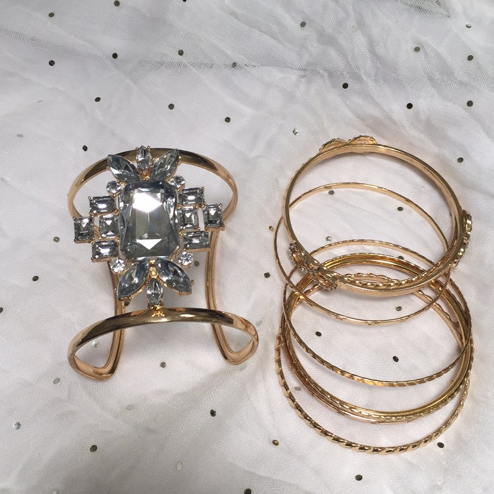 Gold cuff and bangles accessories